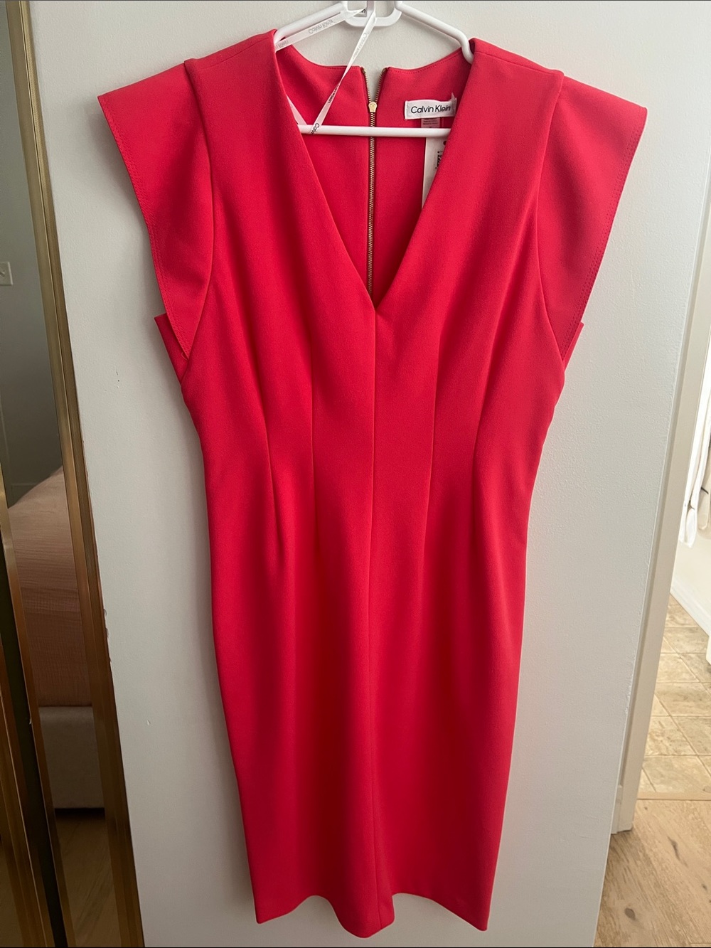 Calvin Klein Dark Pink V-Neck Sheath Dress - 10